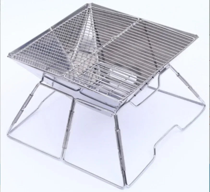 Camping Grill Charcoal Stove Folding Stainless Steel Fire Pit Grill Backpacking for Outdoor Cooking Hiking Camping Picnics Stove