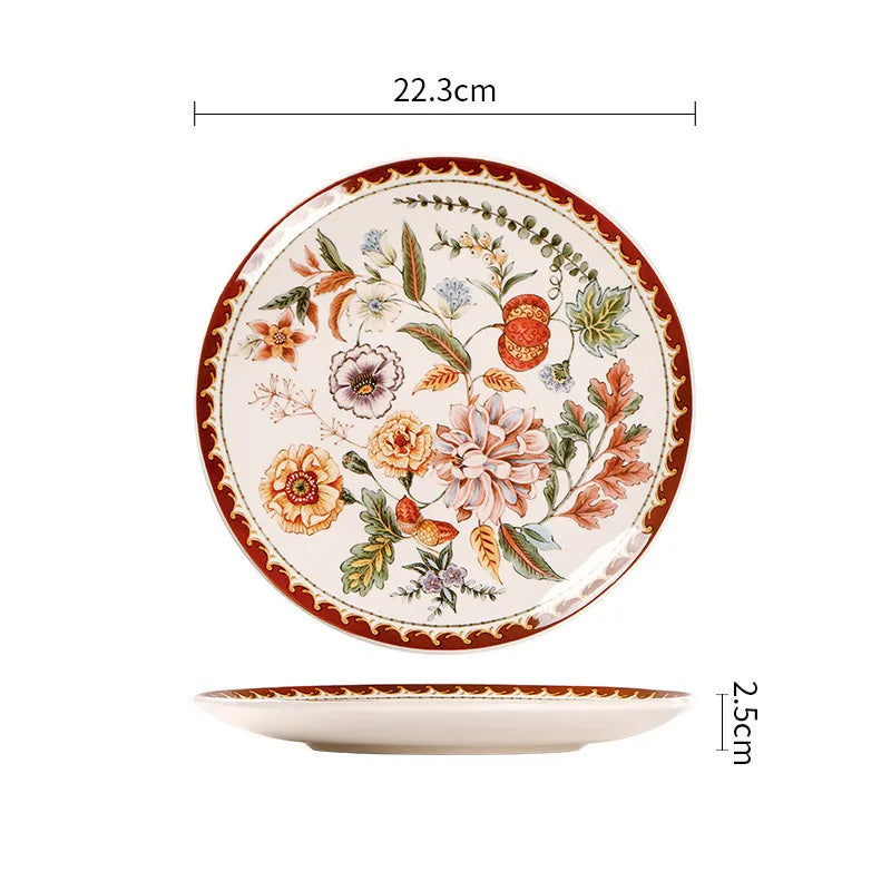 Exquisite Ceramic Plates Round Steak Dinner Pasta Plate Underglaze Colour dishware Kitchen Accessories Home Salad Plate