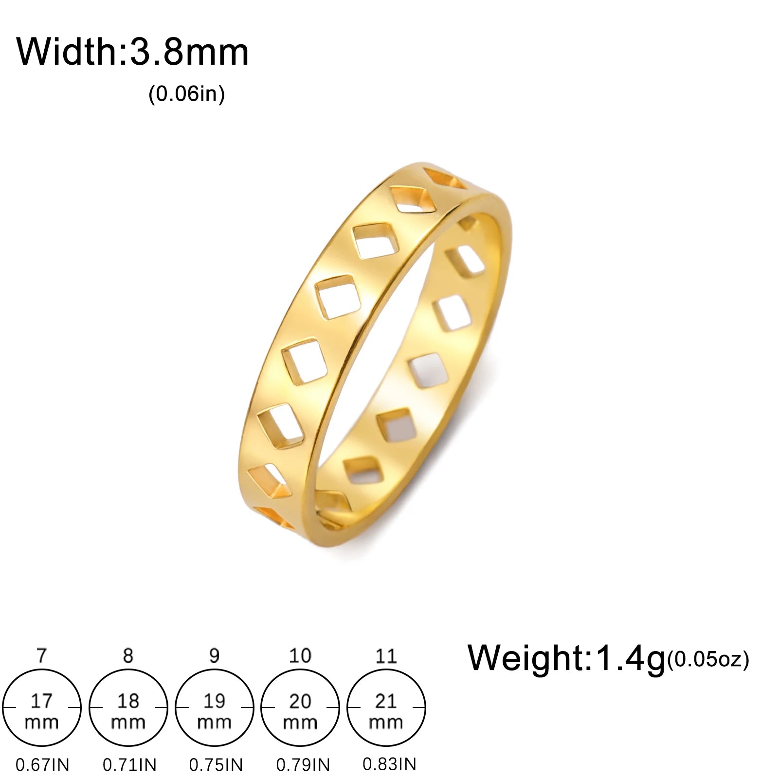 Skyrim Hollow Rhombus Ring Women Stainless Steel Gold Color Casual Finger Rings Trendy Minimalist Geometric Jewelry Wholesale