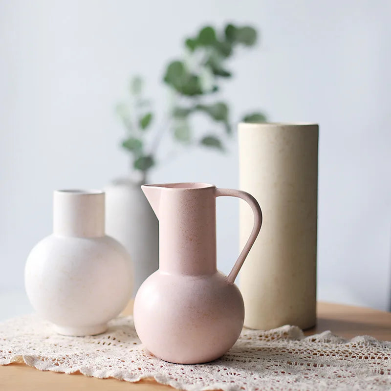 Nordic Ins Ceramic Vase Art Vases Vegetarian Ceramic Flower Pot Creative Homestay Dry Flower Arrangement Ornaments Dining Table