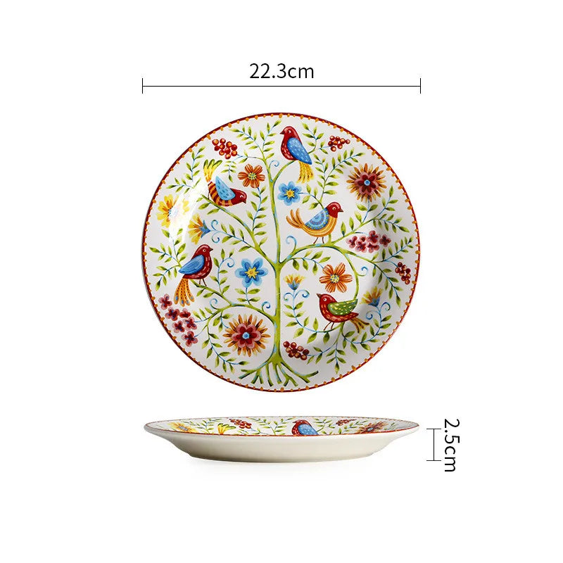 Exquisite Ceramic Plates Round Steak Dinner Pasta Plate Underglaze Colour dishware Kitchen Accessories Home Salad Plate