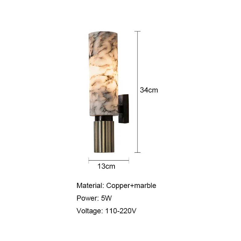 Modern Luxury Natural Marble Wall Lamp LED Light Fixtures Vintage Sconce Living Room Bedside Bedroom Decoration Lighting