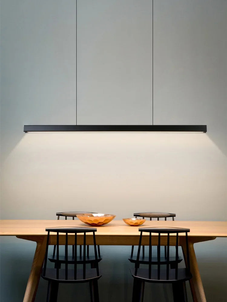 One word minimalist dining room chandelier modern long strip dining table lamp luxury dining room bar table lamp office light