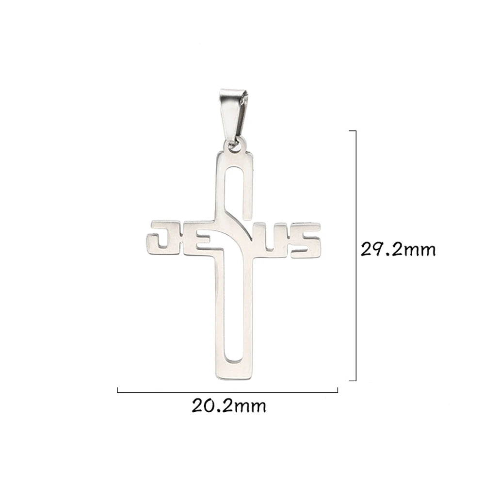 Wholesale Stainless Steel Tree-Shaped Crosses Charms For Jewelry Making Diy Necklace Earrings Pendants Accessories 34x56mm