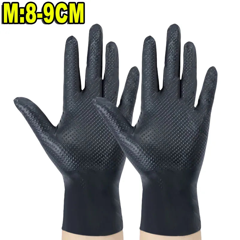 Heavy Duty Nitrile Gloves 8Mil Extra Thick Mechanic Industrial Disposable Glove with Textured Grip Antislip Safety Work Gloves