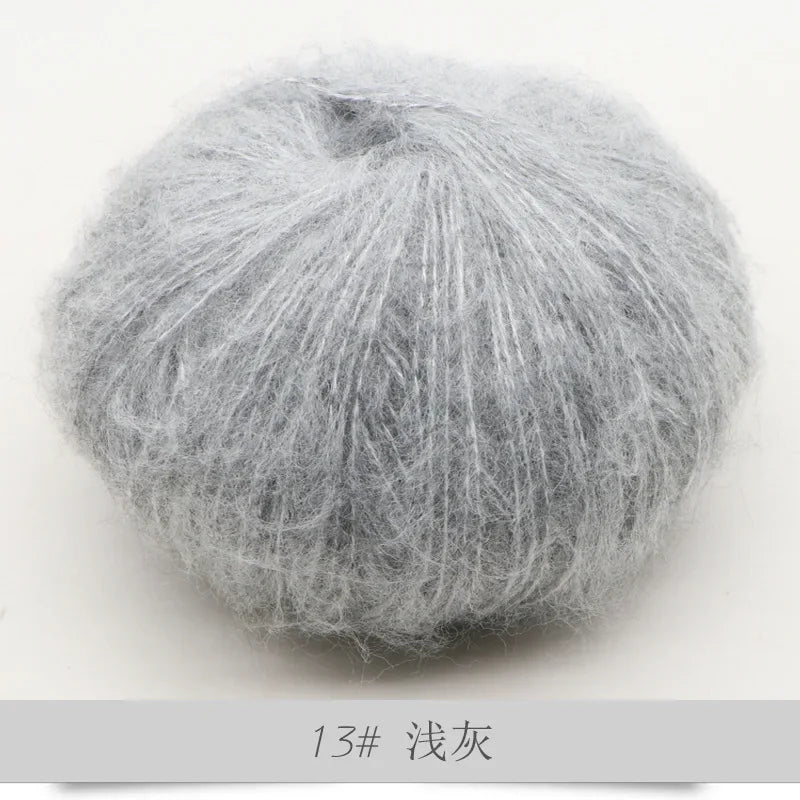 25g Worsted Natural Soft Silk Fine Wool Mohair Yarn Skein Baby Organic Crochet Hand Knitting Sewing Thread Scarf Shawl