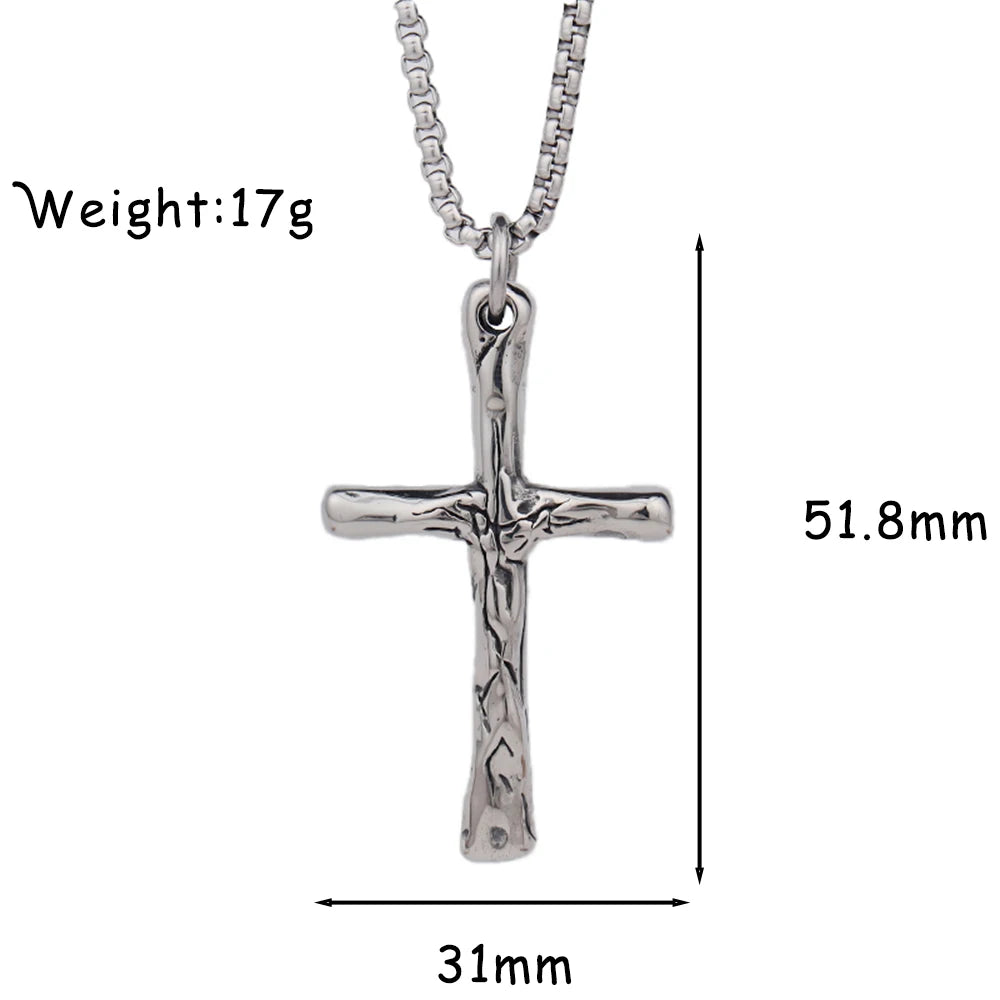 New Simple Cross Pendant Chain for Men Women Popular Charm Stainless Steel Christian Necklace Vintage Religion Jewelry Wholesale