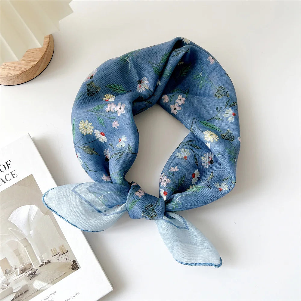 Fashion Cotton Linen Shawl Square Scarf for women sweet Cherry Print Hijabs Ladies Wraps summer sunscreen Bandanas Head scarf