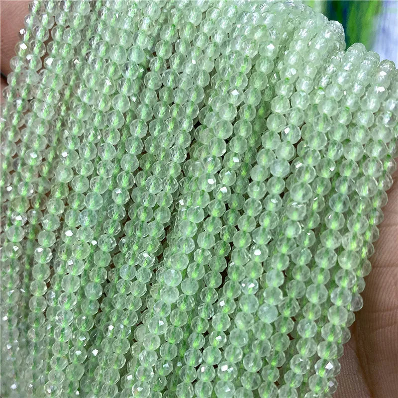 Micro Faceted Bead Natural Stone Beads Facted Green Emeralded 2 3 mm Spacer Loose Beads for Jewelry Making Necklace DIY Bracelet