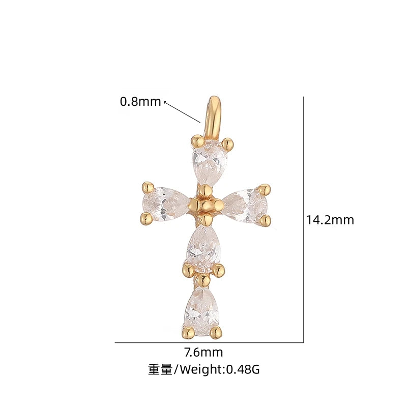S925 Sterling Silver Cross pendant, inlaid with zircon simple cute charm for women men DIY jewelry SD13