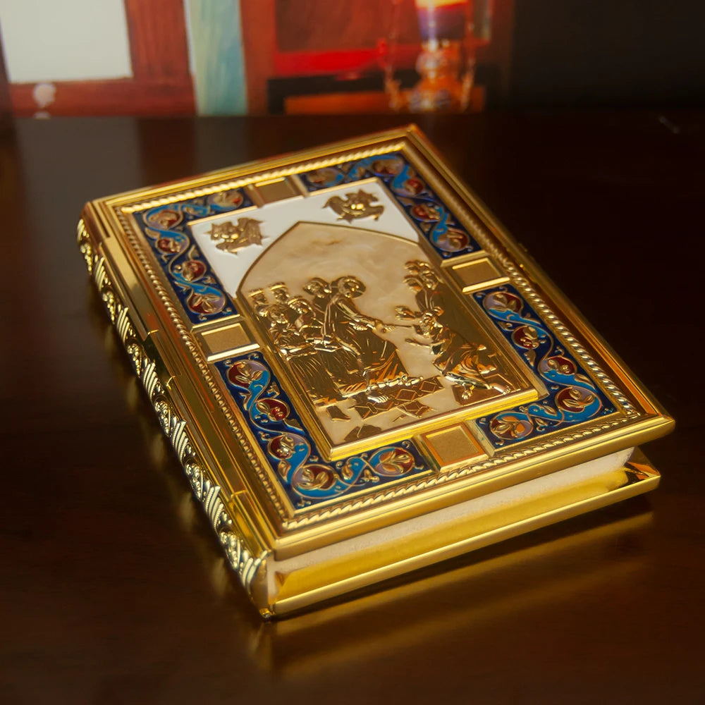 19*14*3.CM Eastern Orthodox Holy Scriptures Gospel Book Cover For Church With High Quality Handmade And Gold Plating