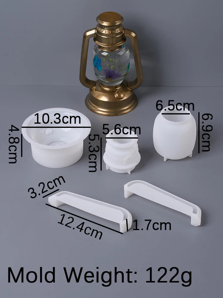DIY Retro Kerosene Lamp Resin Silicone Mold Kit Creative Handmade Night Lights Camping Oil Lamps Decorative Home Decor Crafts