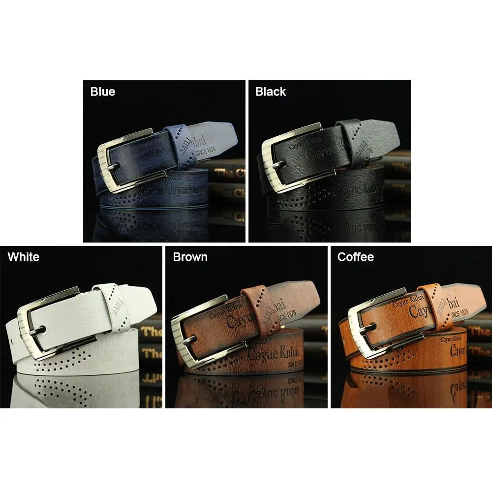 Men's Leather Belt Letter Print Luxury Classic Buckle Business Belts Cowboy Vintage Waistband Alloy Belts Durable