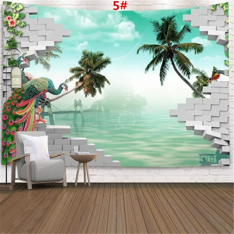 Home Decor Tapestry Beautiful Landscape Sunlight Through Forest  Wall  Sofa Bedroom Dorm