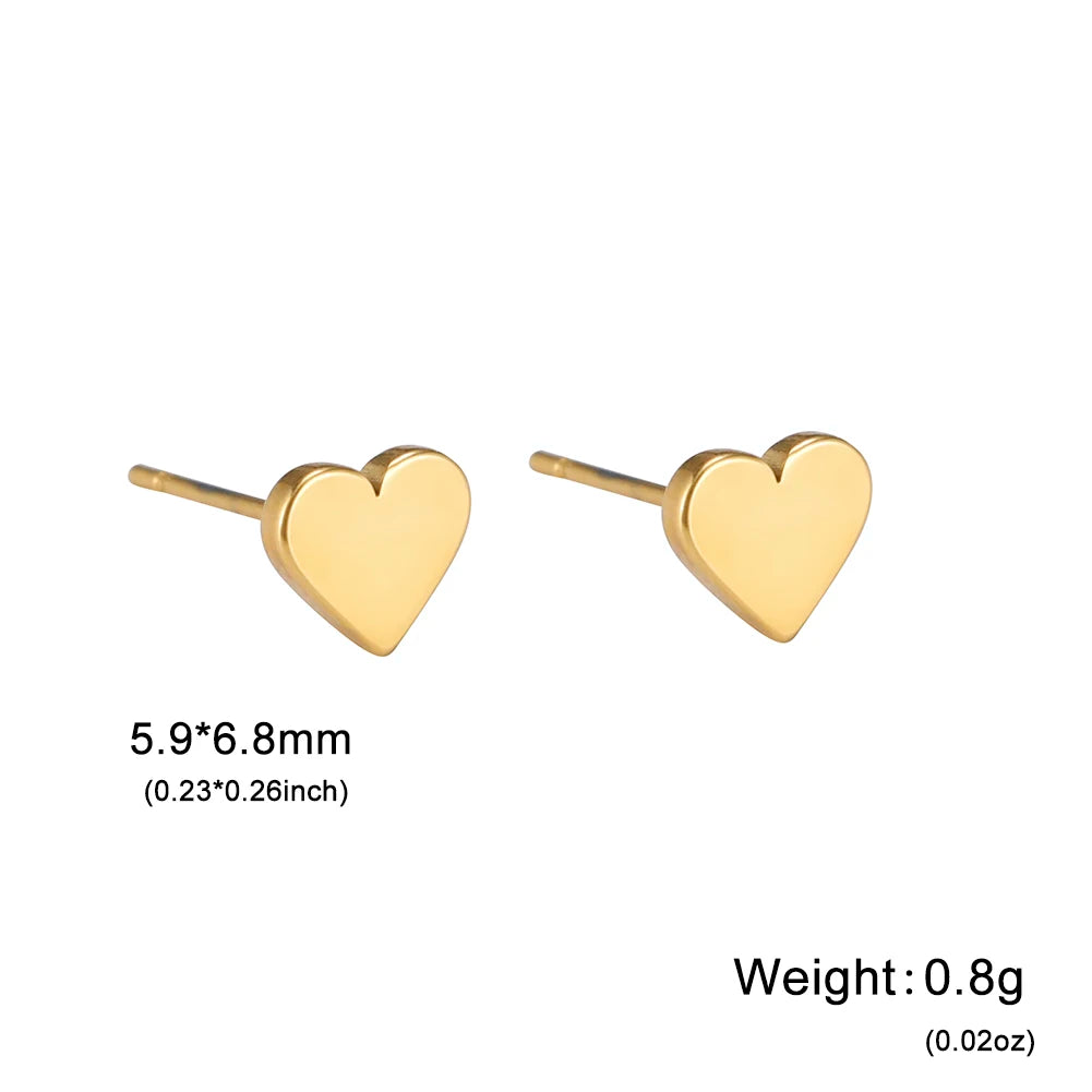 Skyrim Heart Stud Earrings Women Girls Stainless Steel Rectangle Oval Triangle Geometric Earring Minimalist Trend Jewelry Gifts