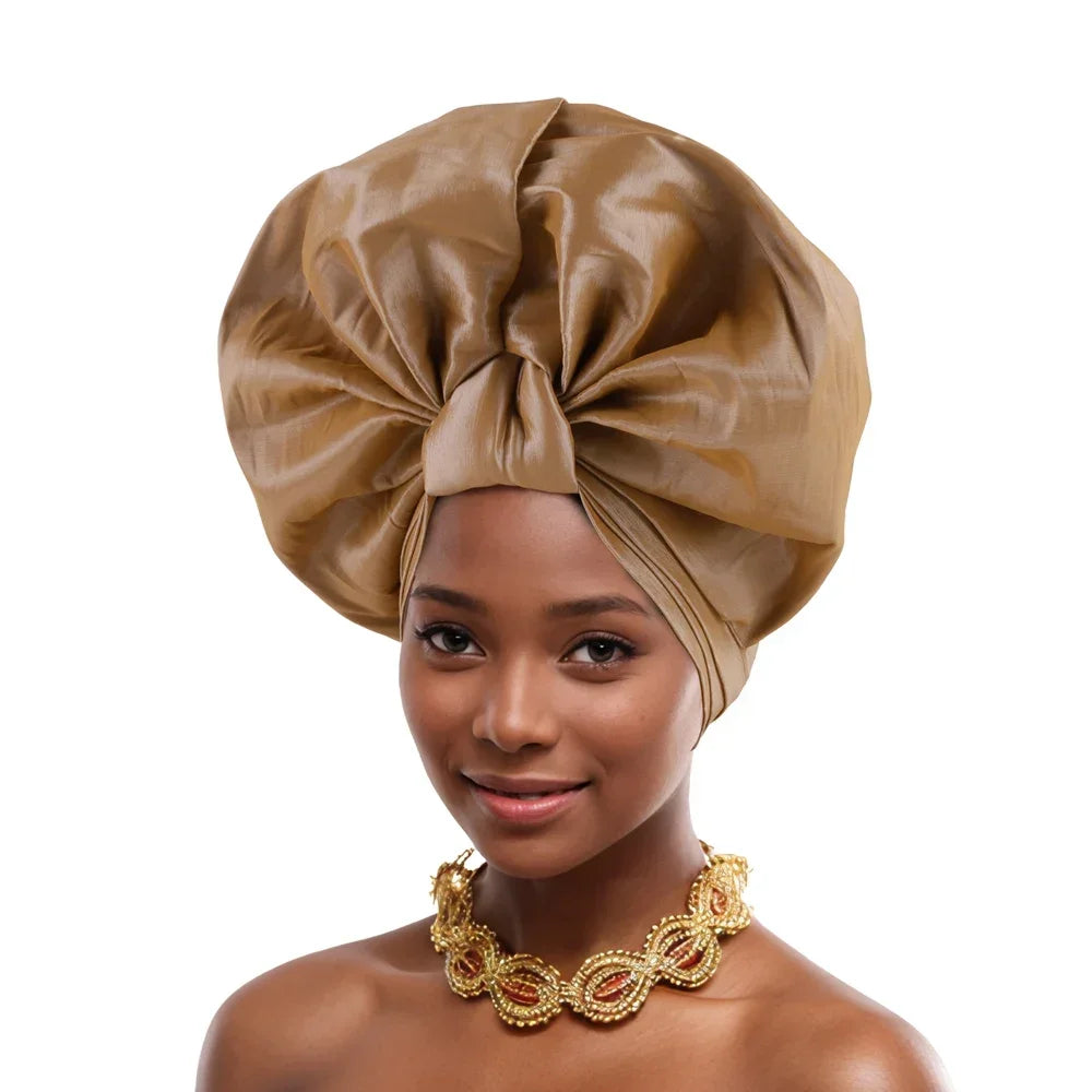 Gele Headtie Already Made African Head Wraps for Women Turban Femme Gelee Nigerian Aso Oke Bonnet Femme Diamonds Headtie 2025