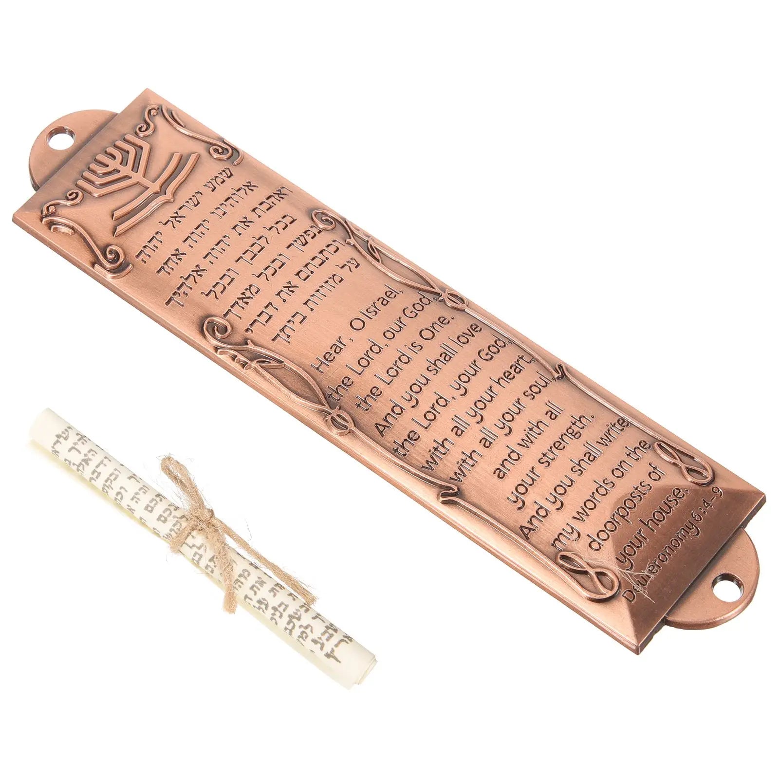 Metal Retro Mezuzah Scroll Religious Door Decor Judaica Figurines Miniatures Home Blessing Symbol Scripture House Mezuzah Jewish