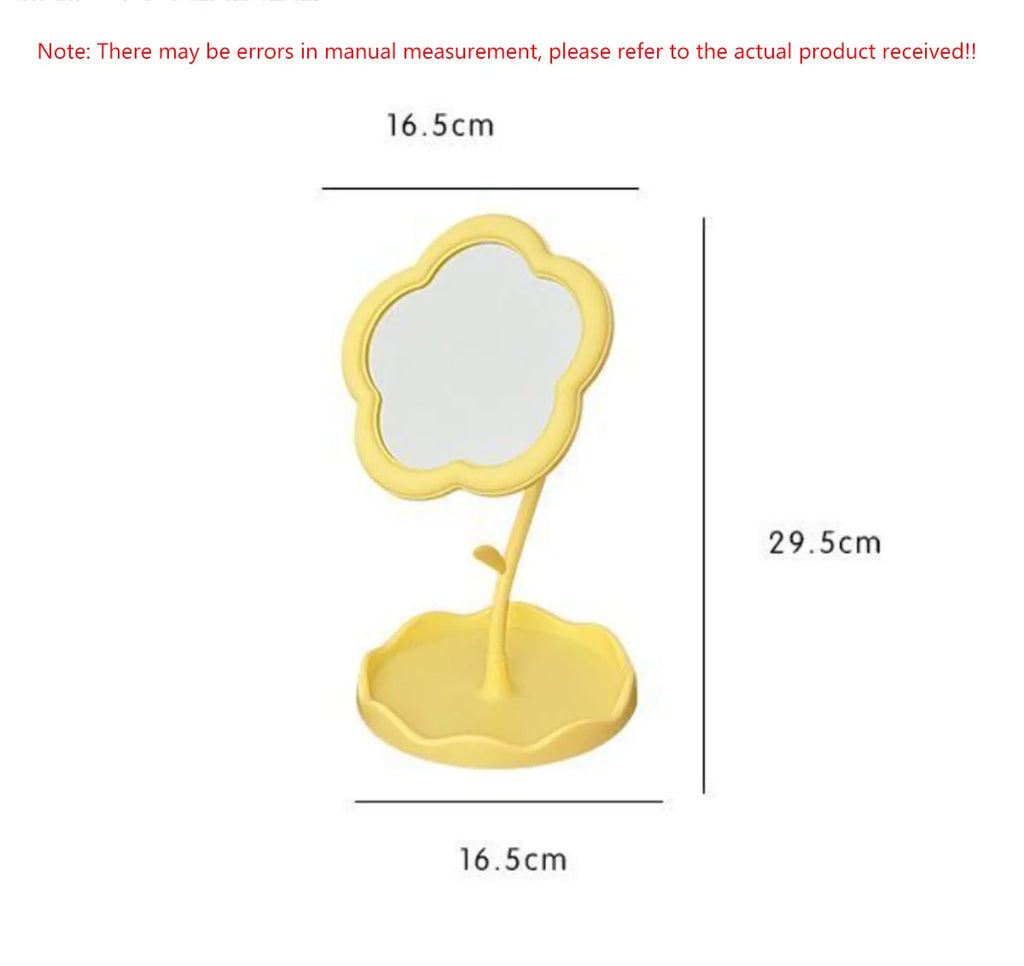 Sunflower Makeup Mirror Girl Dresser Desktop Hanging Jewelry Beauty Mirror Bedroom Dorm Dressing Mirror Removable Portable ﻿