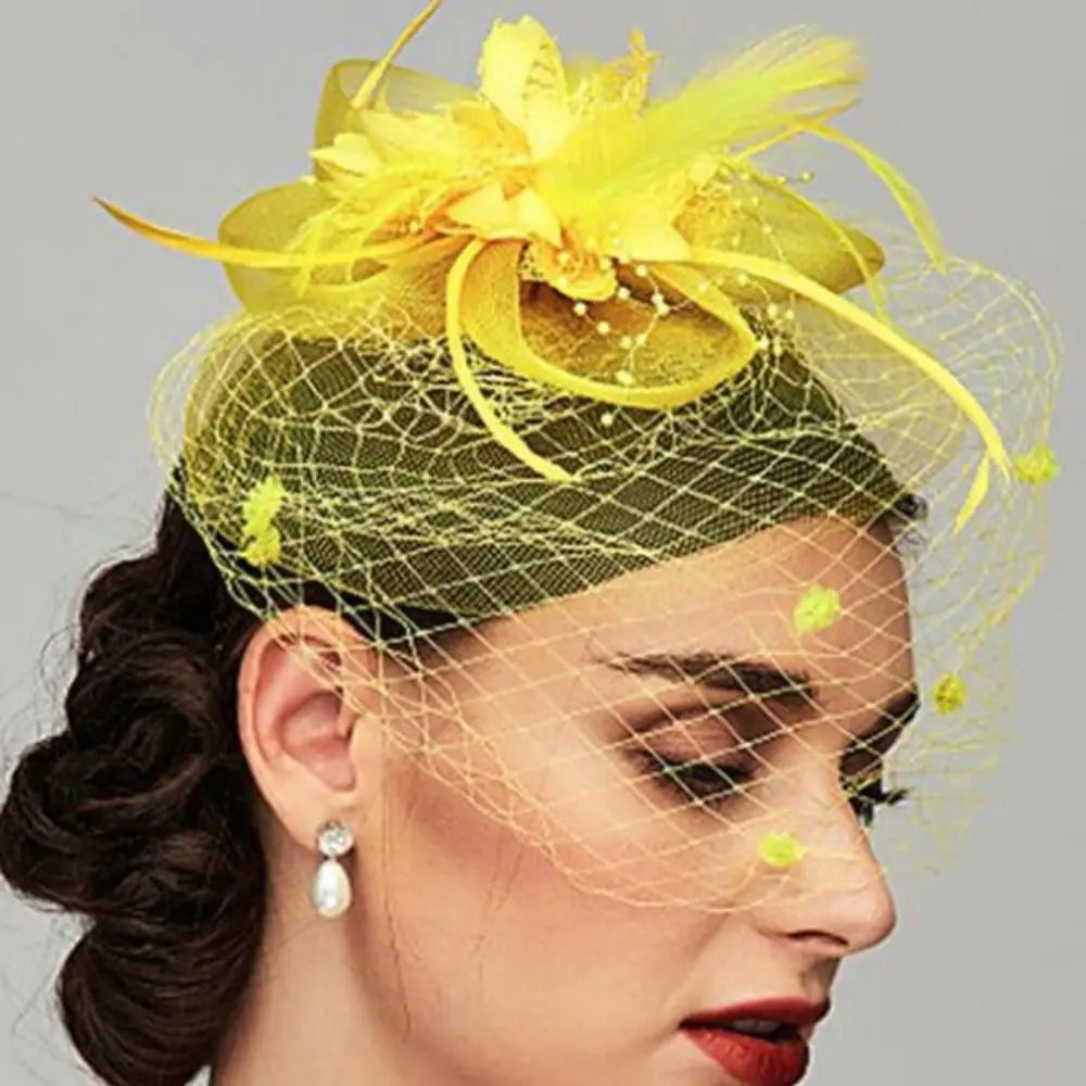Bride Headwear hat Veil Wedding Hair Accessories Flowers Feather Mesh Veil Face Cover Multi Colors Korea Japan Black White