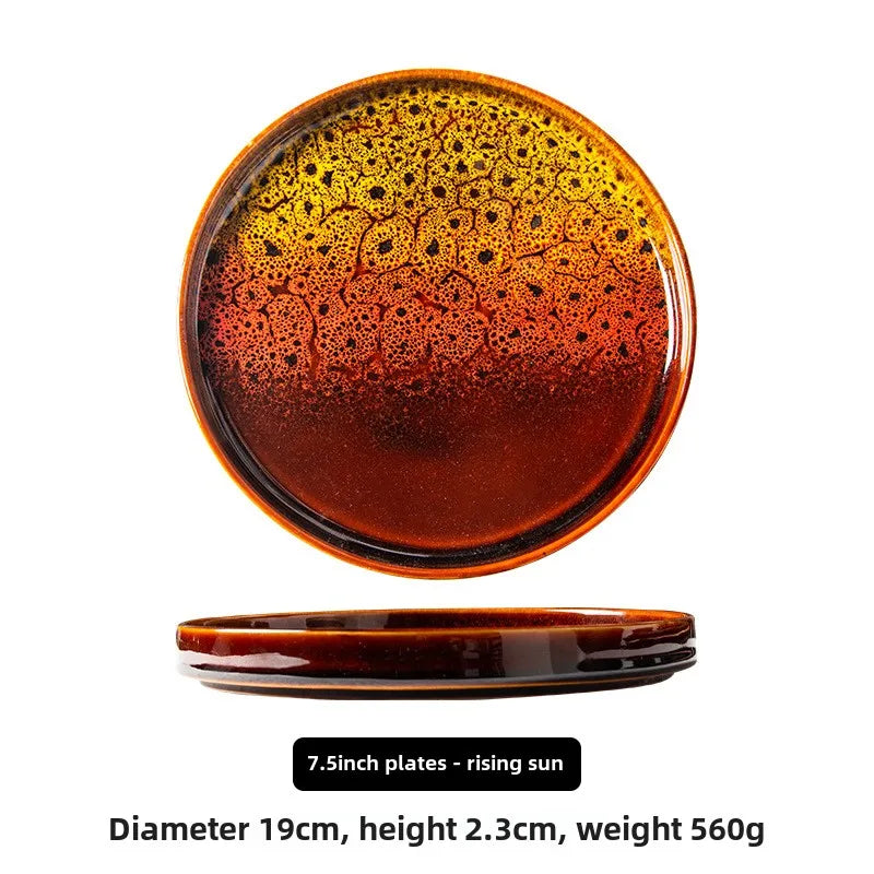 Ceramic household dish Ceramic dumpling plate ins high appearance level Western plate Japanese round tray