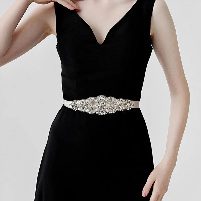 Silver Crystal Bridal Sash For Women Elegant Wedding Dress Belt With Stones New Rhinestone Pearl Bridal Belt Dresses Accessories
