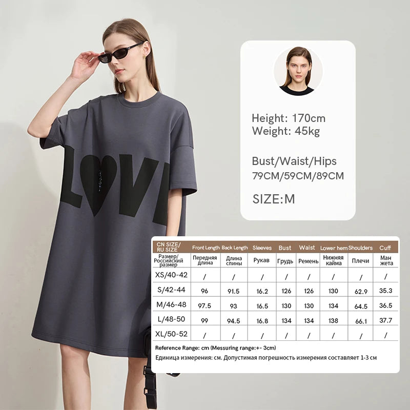 Amii Minimalist Knitted Dress For Women 2025 Summer New Round Neck Short Sleeve Loose Elastic Mid-long Printed Dress 12512014