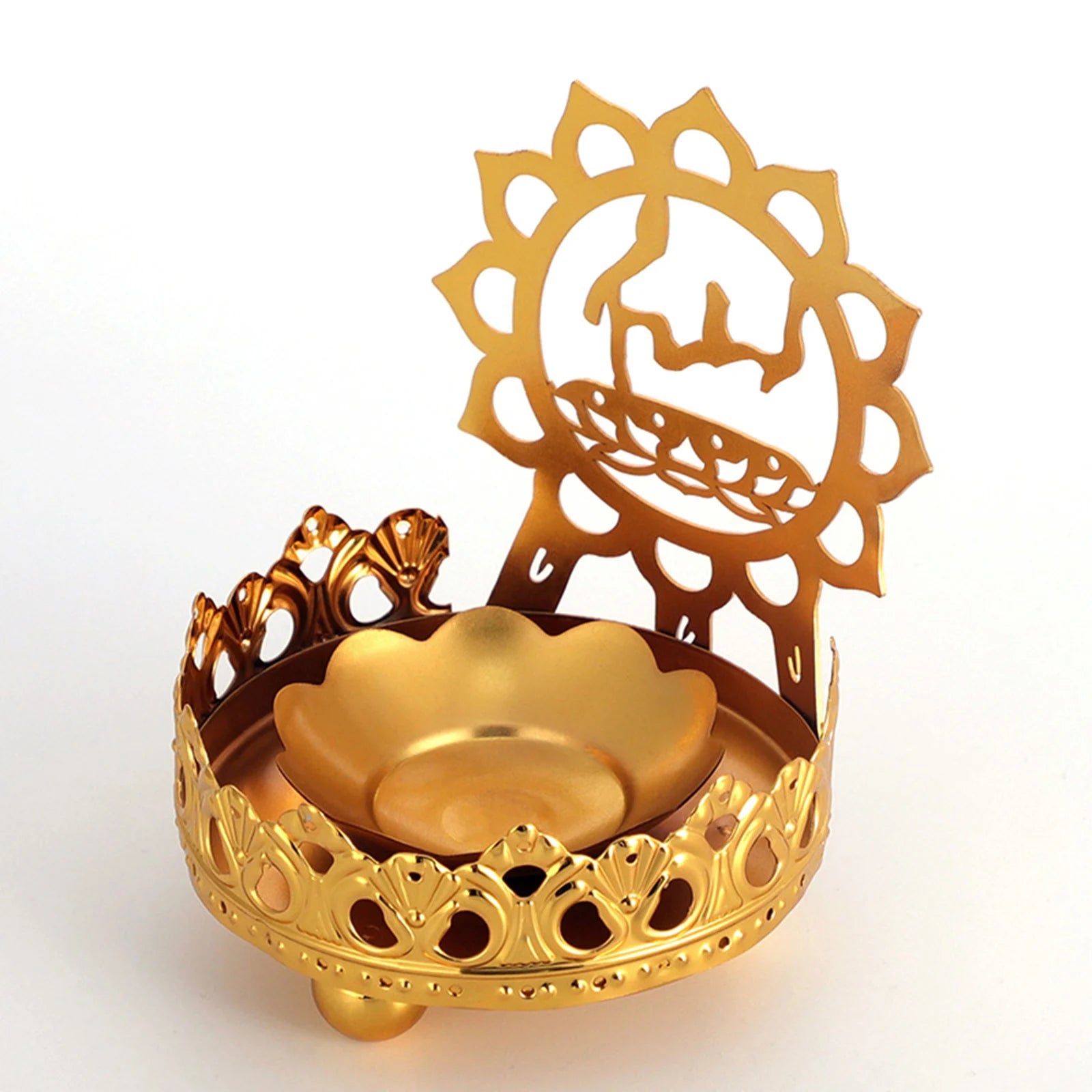 Retro Tibetan Buddha Oil Lamp Candlestick Holder Ghee Lamp Holder Candlestick for Home Desk Decoration Ornaments Buddhist Gifts