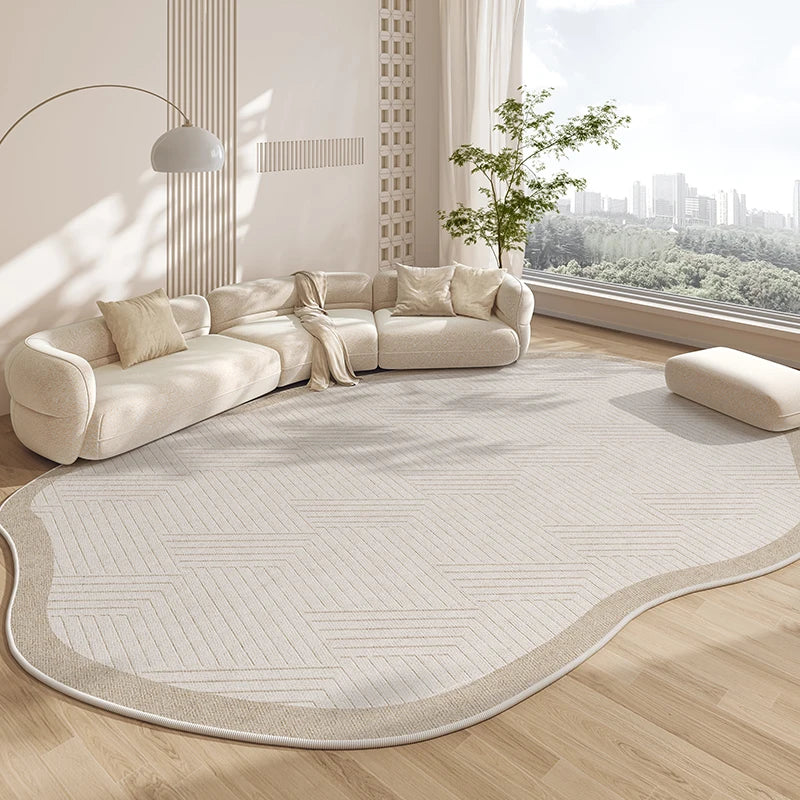 Beige Irregular Carpet Artistic Striped Geometric Rugs Luxury Living Room Decoration Carpets Easy Care Non Slip Bedroom Rug 양탄자