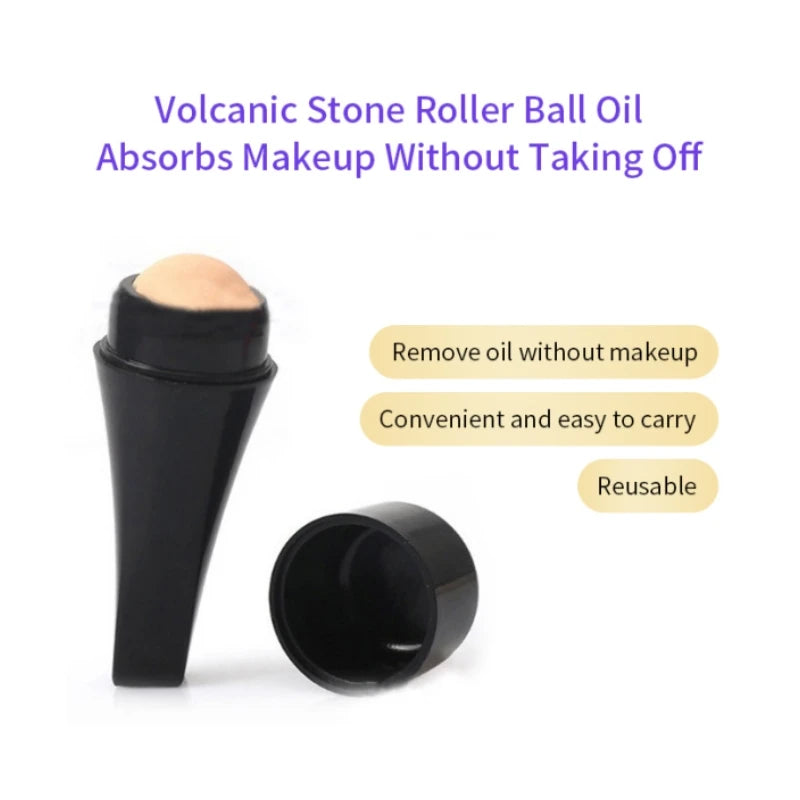 Mini Natural Volcanic Stone Facial Oil Absorbing Roller Removes Fat T-Zone Oil Control Face Matte Makeup Reusable Skin Care Tool