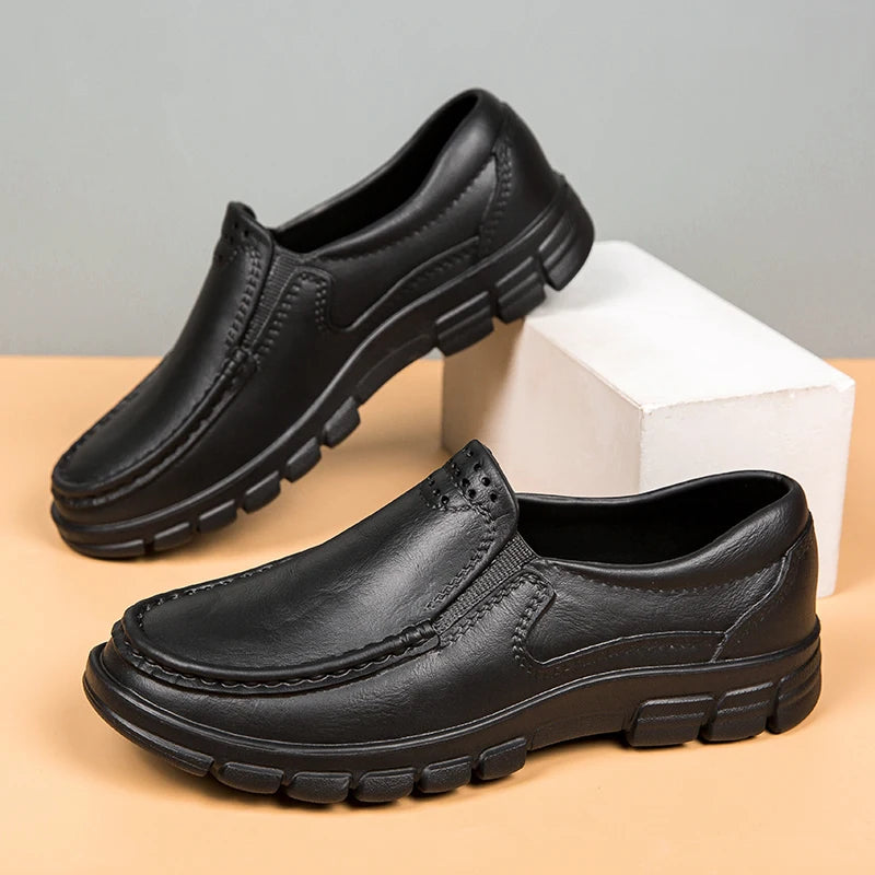 Chef Shoes Non-slip Oil-proof Kitchen Work Shoes Business Casual Leather Shoes Staff Comfortable Loafers Outdoor Fishing Shoes