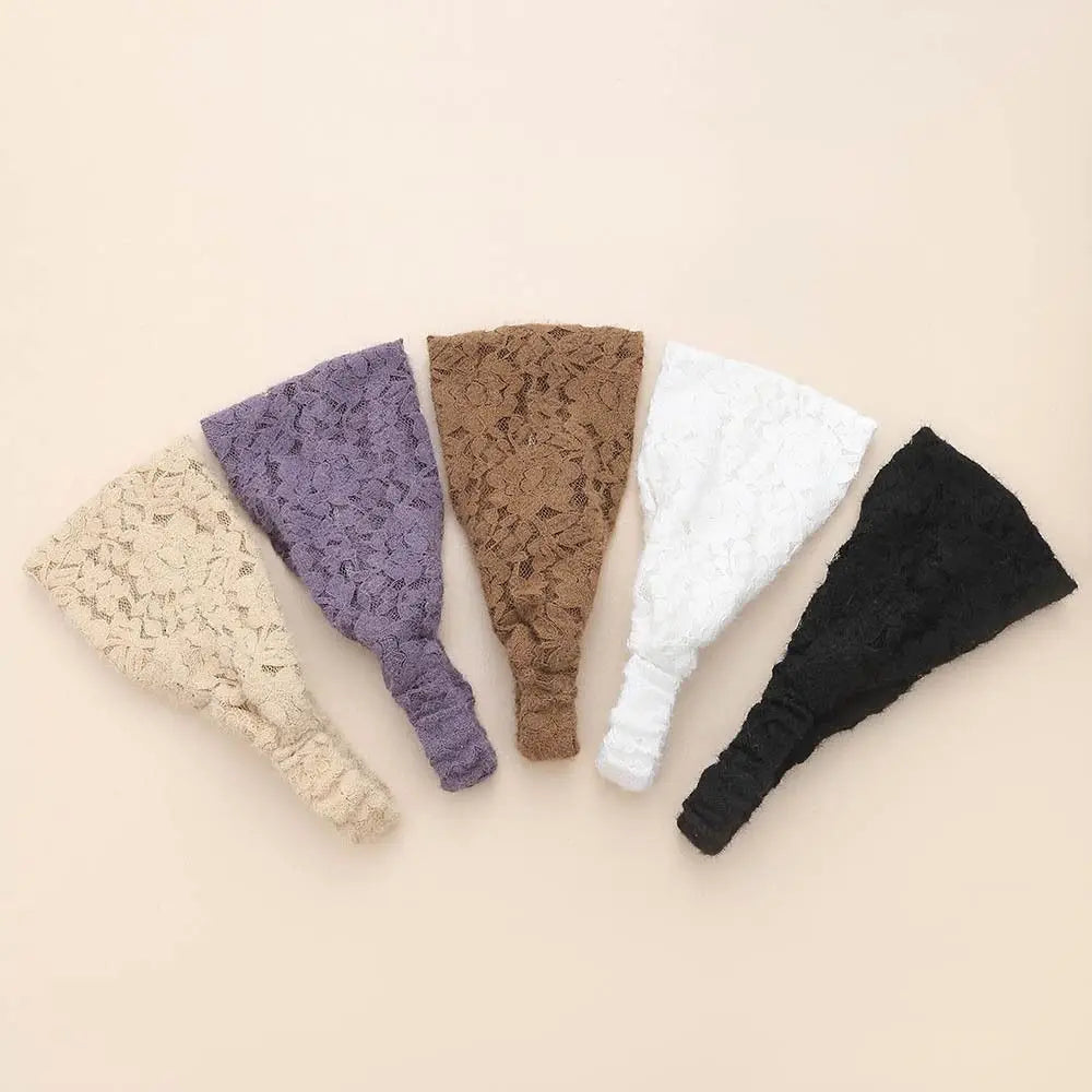 Head Wrap Boho Headband Hair Accessories Women Fashion Solid Hairbands Cloth Turban Lace Elastic Women Hair Band Women