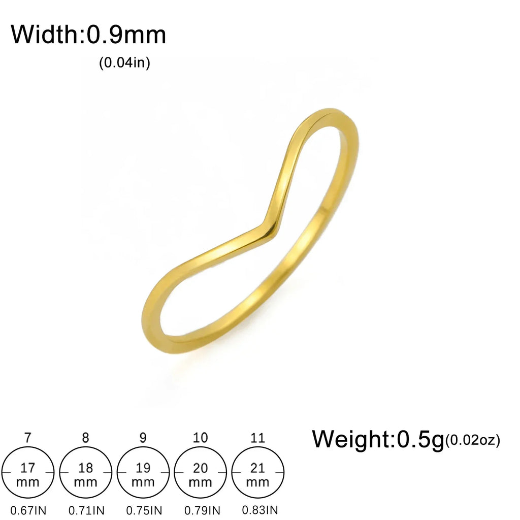 Skyrim Wave Ring Stainless Steel Gold Color V Shape Women‘s Finger Rings Minimalist Wedding Jewelry Gift Wholesale New In