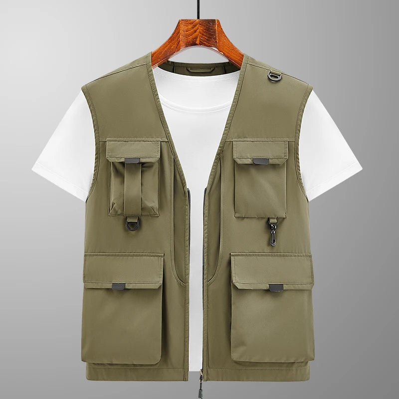 6xl Big Size Multi-Pocket Vest Men Women Outdoor Sporting Fishing Vest Photography Work Clothes 5xl 4xl Casual Cargo Vest Jacket