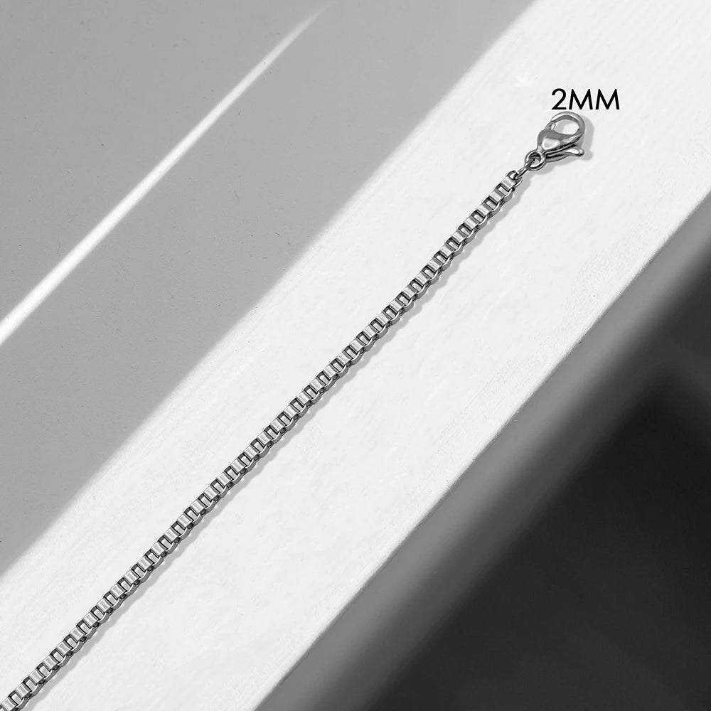 eManco Silver Color Stainless Steel Box Chain Bracelet Charm for Women Jewelry Gifts Minimalist Men's Bracelet Support Wholesale