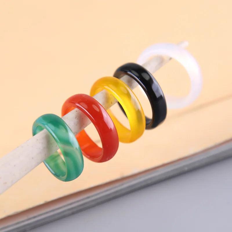 1pc Wholesale Inside Diameter 18mm Natural Chalcedony Hand-carved Jade Ring Fashion Jewelry Jade Rings in Various Colors Vintage