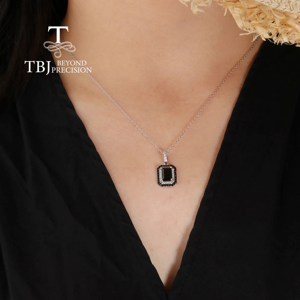 Mysterious noble natural black spinel ring Earrings Necklace Jewelry set 925 sterling silver precious gems women's fine jewelry