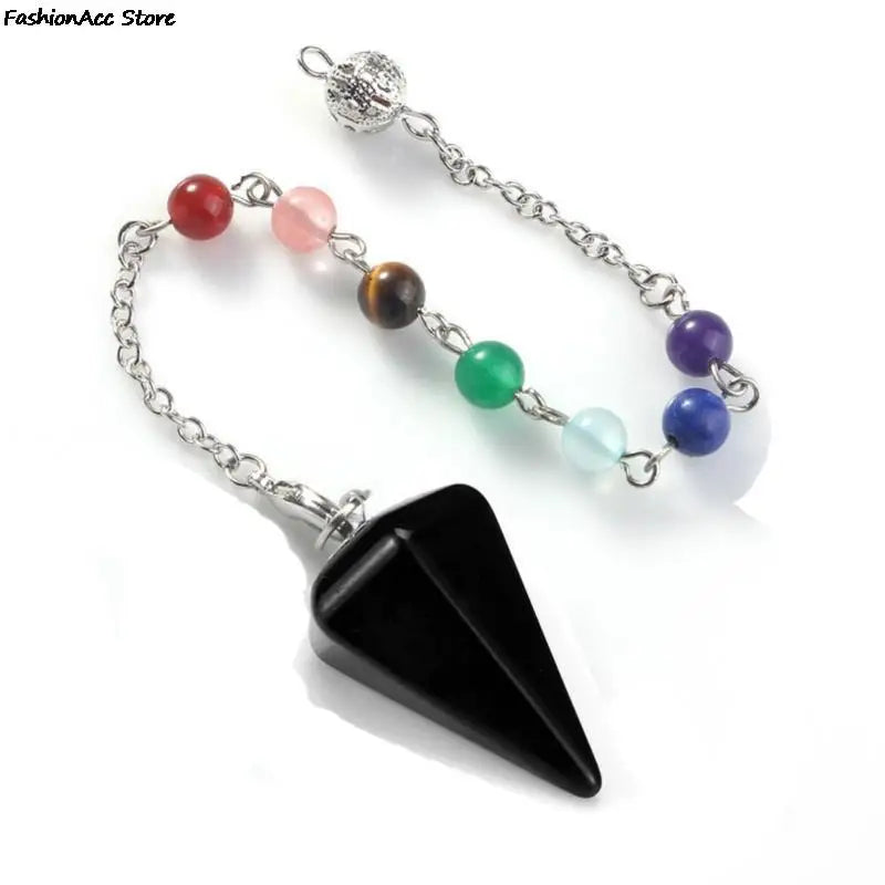 Healing Pendulum For Divination Pink Quartz Pendulums Biolocation Natural Gem Stone Chain Men Reiki Crystal Pendant