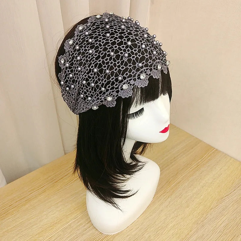 Fashion Wide-Brimmed Pearl Hair Band Cover Gray Hair Hair Accessories Girl's Face Washing Sports Casual Closed Head Cover Tiara