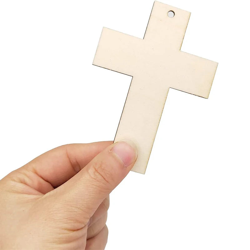 20 Pieces Unfinished Wooden Cross Shape Blank Ornaments for Easter Religious and Church Events,DIY Cross Craft Gift Tags