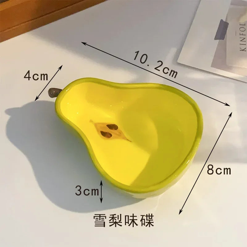 Cute Cartoon Ceramic Dish Plates Fun Fruit Shape Household Snack Plate for Wedding Luxury Sauce & Seasoning Serving Small Plate