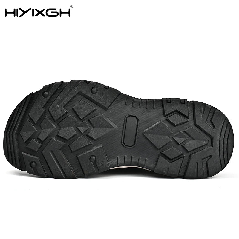 New Men Outdoor Genuine Leather Sandals High-quality Summer Non-slip Beach Sneakers Fashion Breathable Walking Soft Bottom Shoes