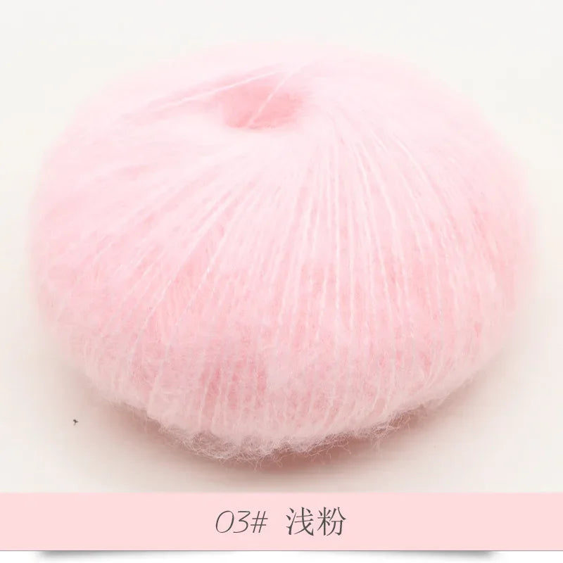 25g Worsted Natural Soft Silk Fine Wool Mohair Yarn Skein Baby Organic Crochet Hand Knitting Sewing Thread Scarf Shawl
