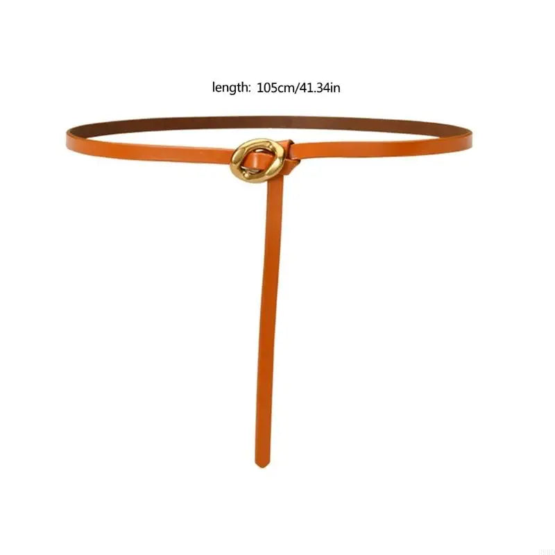 652F Selfknotted Thin Belt Aesthetic Leather Belt Waistband Decorative Skinny Belt for Shirt Dress Elegant Office Formal Belt