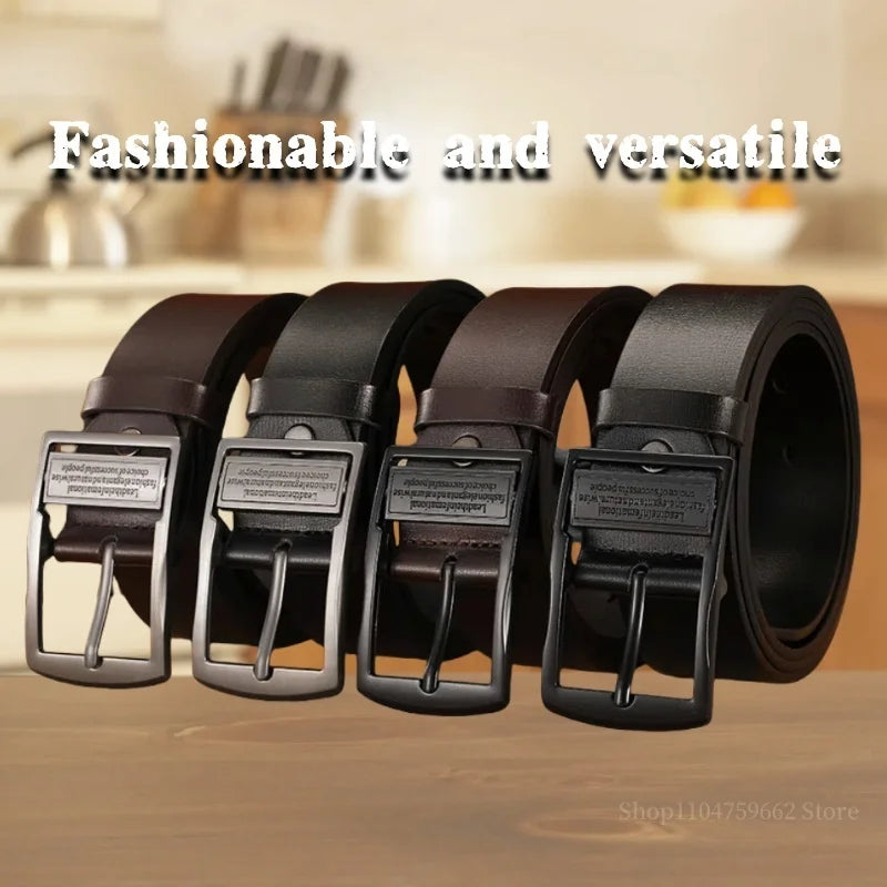 Business light luxury belt classic men's atmospheric belt antique alloy buckle texture leather belt young people fashion belt