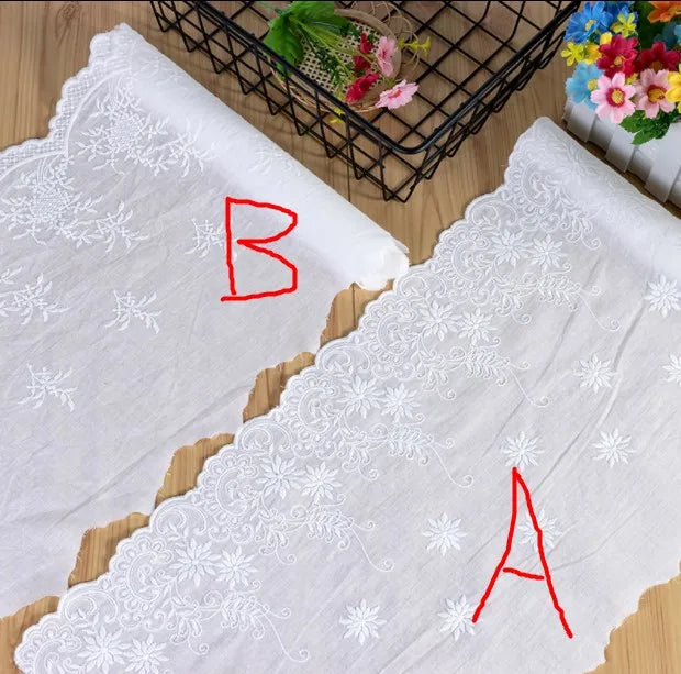 Lace Openwork Cotton Cloth, Embroidery Cloth, Exquisite, Off White, DIY Clothing Accessories, Curtains Width 26cm, 5Yards/Lot