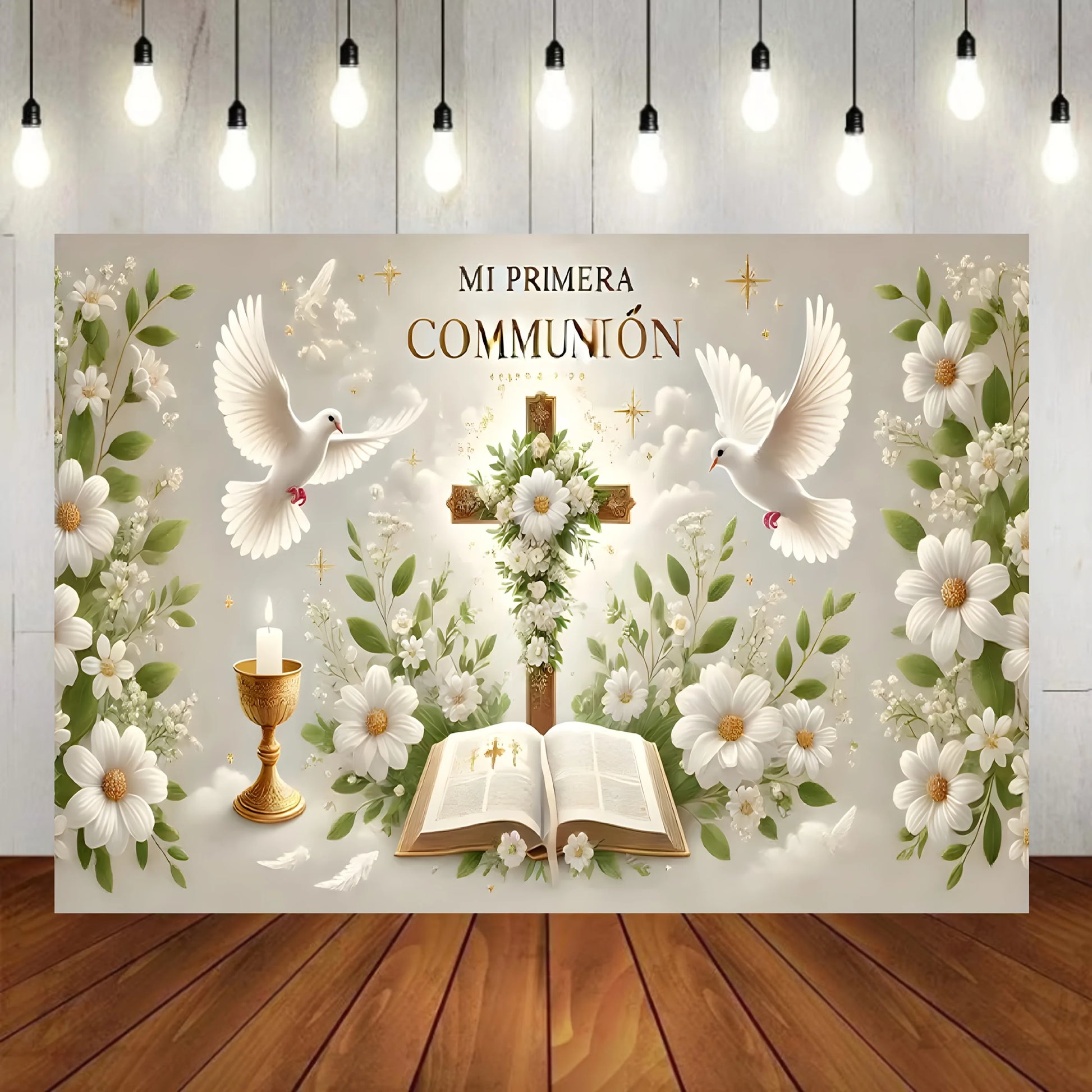 One Mi Primera Comunion elegant baptism and the First Communion Party decorative banner, perfect for decoration