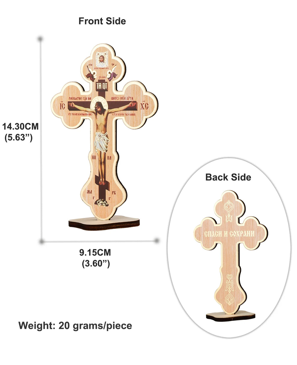 Christian Crucifix Jesus Christ Crosses Icon Ornament Wooden Jesus on Cross Stand Decoration Church Desktop Display Crafts Gift