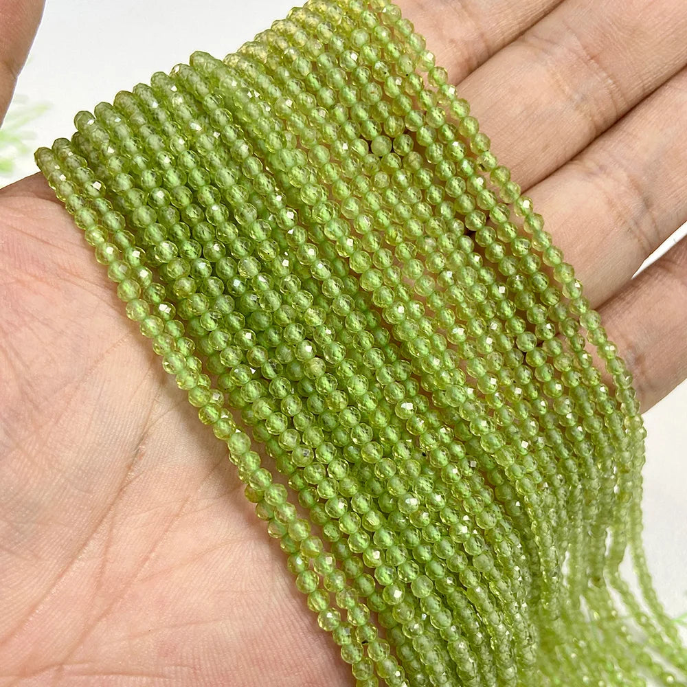 Micro Faceted Bead Natural Stone Beads Facted Green Emeralded 2 3 mm Spacer Loose Beads for Jewelry Making Necklace DIY Bracelet