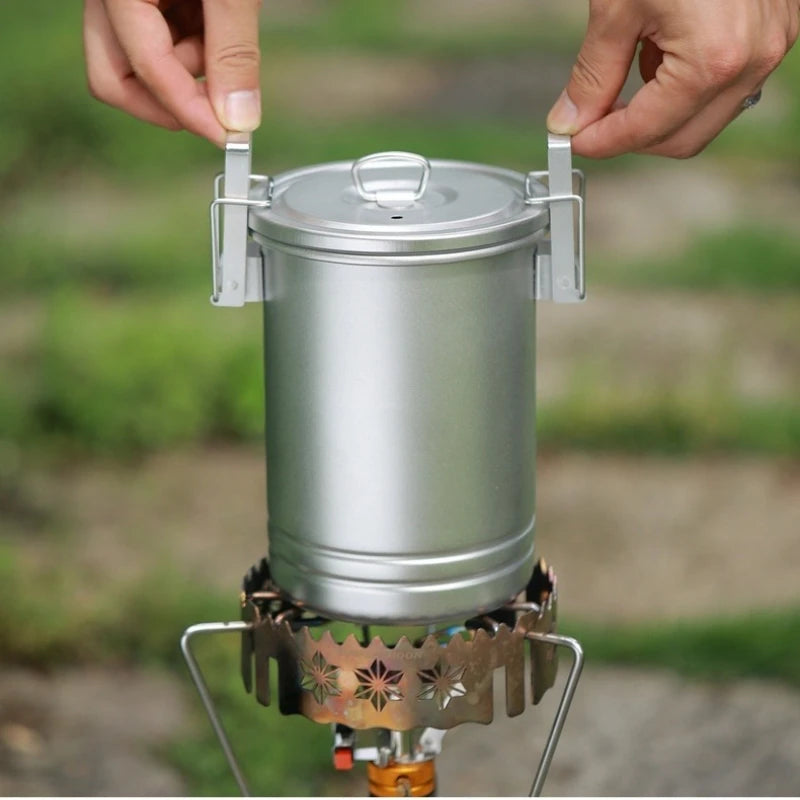 Multifunctional Camping Cookware Outdoor 304 Stainless Steel Cooking Pot for Soup and Rice Portable for Solo Outdoor Cooking