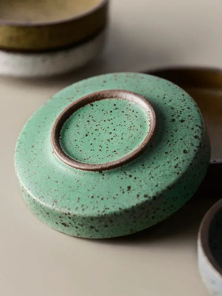 Retro Ceramic Round Sauce Dish Hot Pot Seasoning Dipping Plate Bowl Small Flavor Plates Creative Snack Vinegar Soy Sauce Dishes
